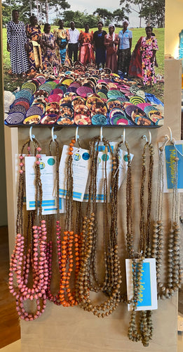 African Triple Paper Bead necklace